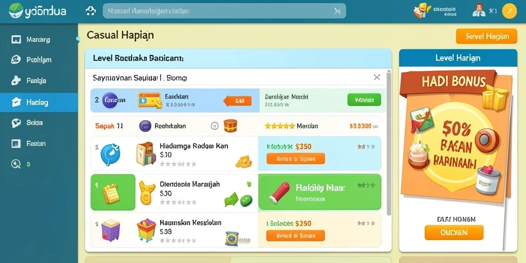 Pengaturan level yang penuh warna dan kreatif.